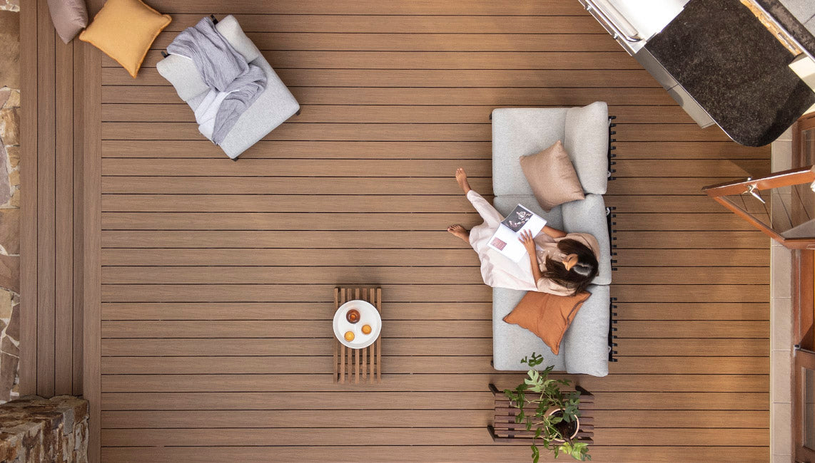 Ekodeck Leatherwood decking viewed from above