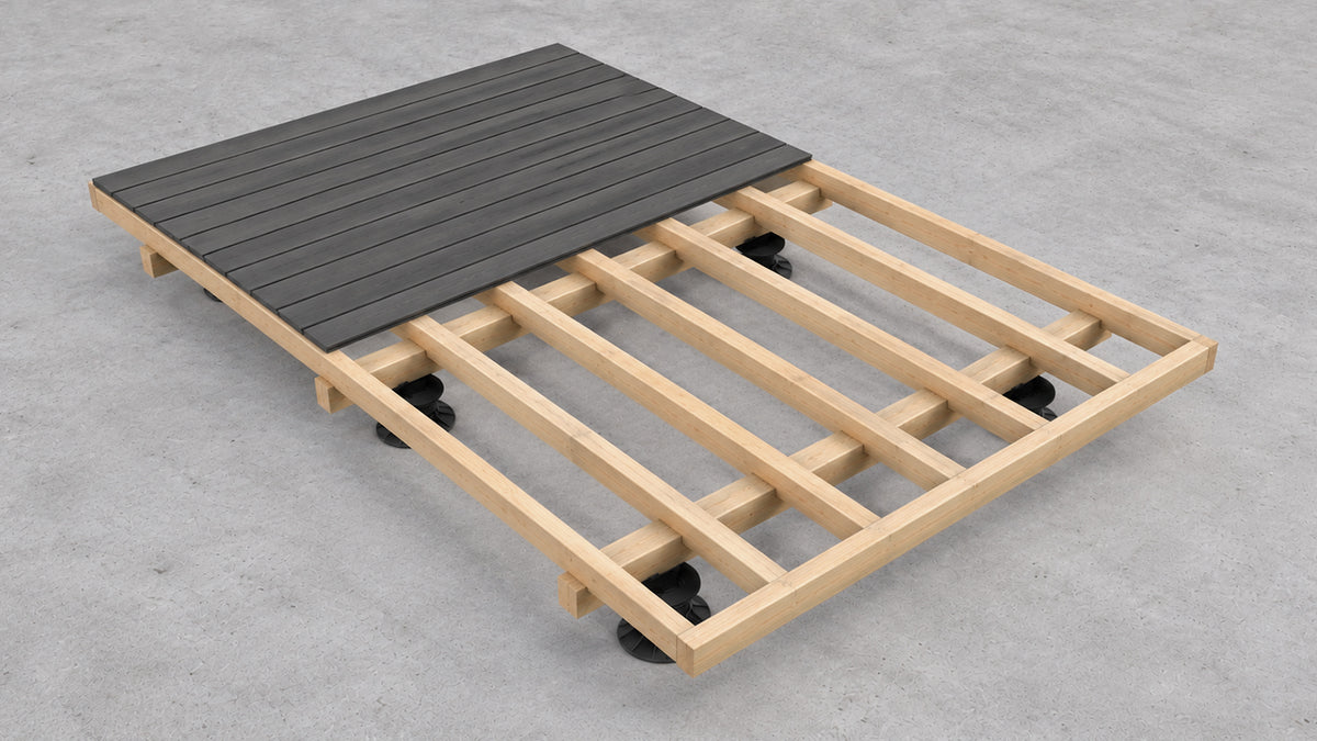 Timber deck frame kit with decking boards